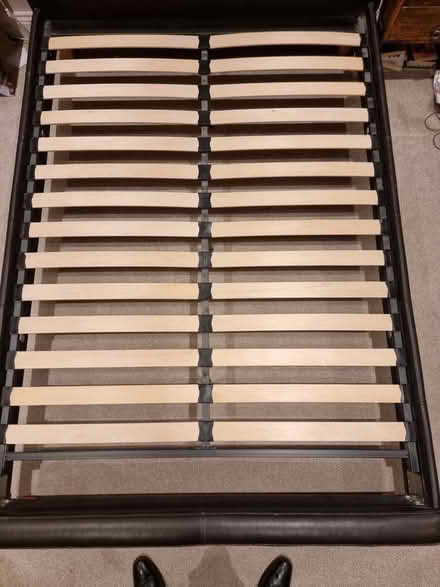 Photo of free Brown leather double bed frame (Rowlands Castle PO9) #1