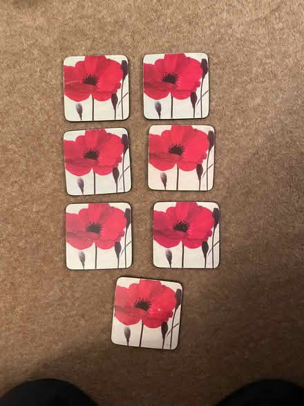 Photo of free Red flower coasters (Formby L37) #1
