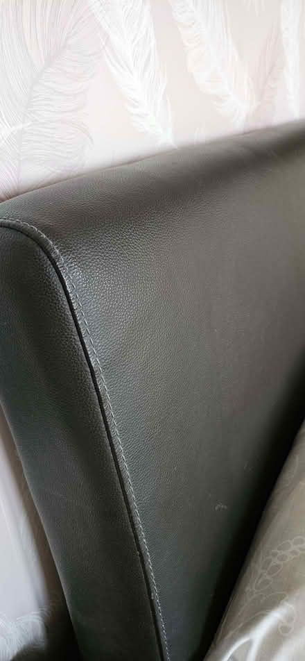 Photo of free Brown leather double bed frame (Rowlands Castle PO9) #3