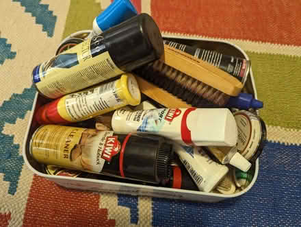Photo of free Box of part used shoe cleaning products, wax, brushes etc (Dyke Road area BN1) #1
