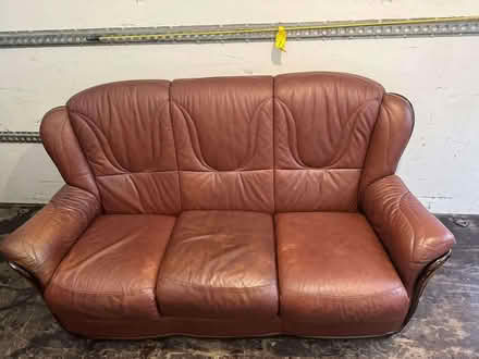 Photo of free Leather sofa and armchair (Orrell Mount L30) #1
