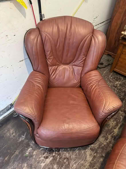 Photo of free Leather sofa and armchair (Orrell Mount L30) #2