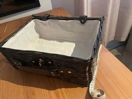 Photo of free Dark brown wicker hamper (201 Streatham High Road) #2