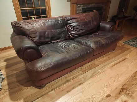 Photo of free 84" leather couch (Near Shaw's in Groton) #1