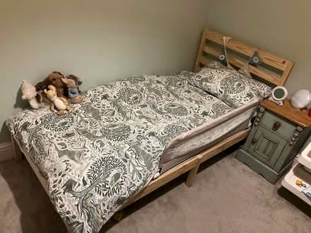 Photo of free Single Pine Bed Frame & Mattress (Edgeley, SK3) #1