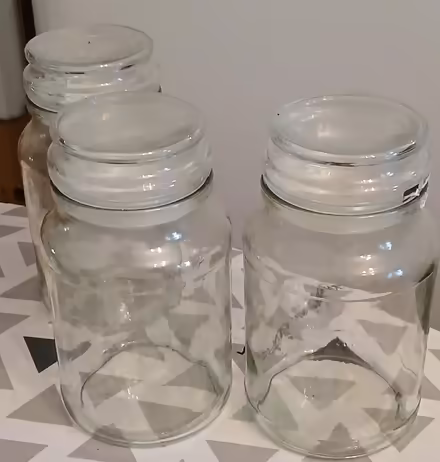 Photo of free 3 Glass Storage Jars & Airtight Lids (South Croydon CR2) #1