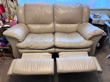 Photo of free Beige leather sofa (Tq12 4ee) #2