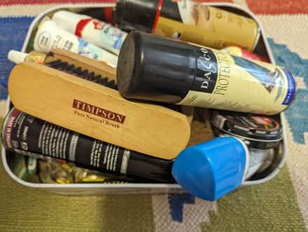 Photo of free Box of part used shoe cleaning products, wax, brushes etc (Dyke Road area BN1) #3