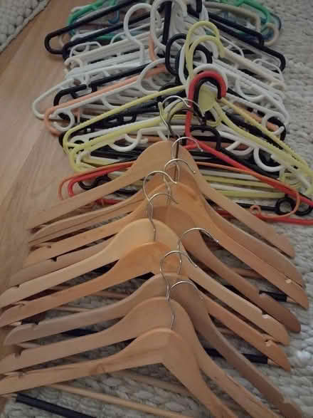 Photo of free Coat hangers, wood and plastic (Stroud Green N4) #1