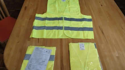 Photo of free 3 x hi-vis roadside safety vests + hazard warning triangle (Ivy Farm SK11) #3