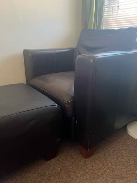 Photo of free Brown leather armchair & footstool (Fiveways BN1) #4