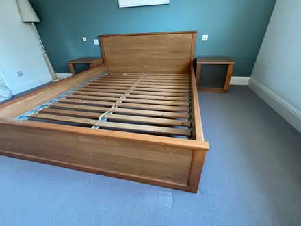 Photo of free King Sized Bed Frame & matching bedside cabinets (Hurst RG10) #4