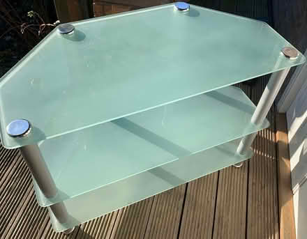 Photo of free Frosted glass 3 tier corner stand for TV / Sound system (Bradwell NR31) #4