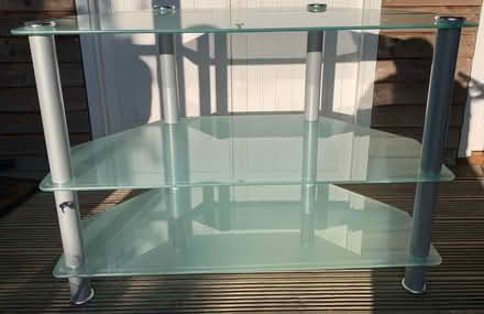 Photo of free Frosted glass 3 tier corner stand for TV / Sound system (Bradwell NR31) #1