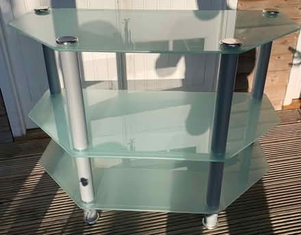 Photo of free Frosted glass 3 tier corner stand for TV / Sound system (Bradwell NR31) #2