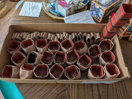 Photo of free 72 sm plant pots with burlap covers (North Plainfield) #1
