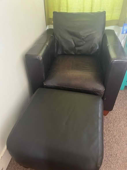 Photo of free Brown leather armchair & footstool (Fiveways BN1) #2