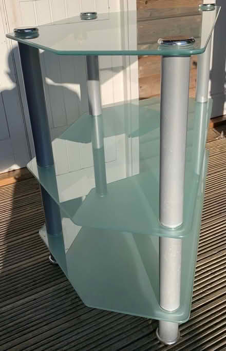 Photo of free Frosted glass 3 tier corner stand for TV / Sound system (Bradwell NR31) #3