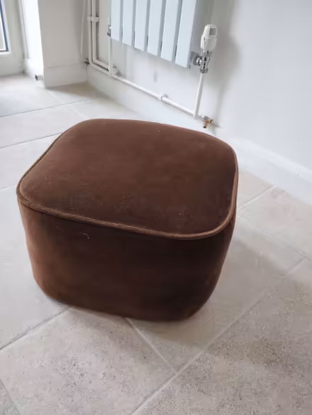 Photo of free Brown Velour Pouffe. (Rayleigh SS6) #1
