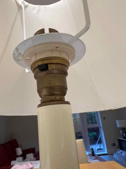 Photo of free Pair of table lamps, aged brass effect, cream shades (Chiswick W4) #2