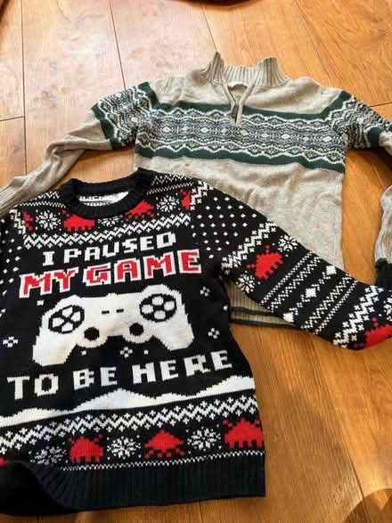 Photo of free Winter / Christmas jumpers x2 (8/10y) (Dean Court OX2) #1