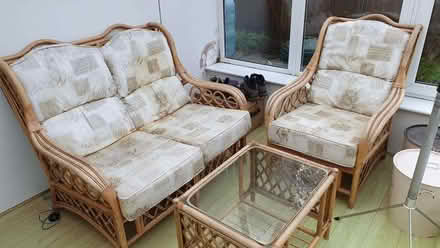 Photo of free Rattan conservatory chairs and glass coffee table (Kingston Gate KT2) #4