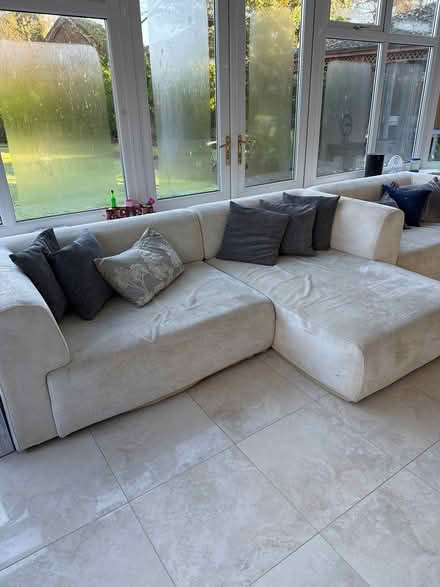 Photo of free 3 part white couch (Knotty Ash L12) #1