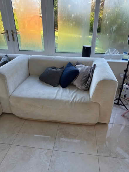 Photo of free 3 part white couch (Knotty Ash L12) #2