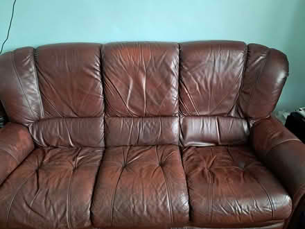 Photo of free Brown 3 Seater Real Leather Settee (DA1) #4