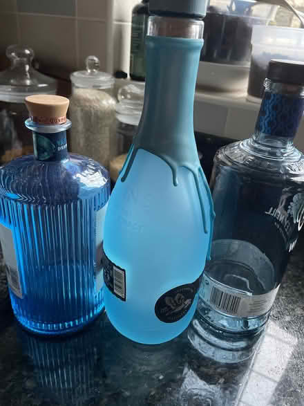 Photo of free Three blue glass bottles may be for art project (Ducklington OX29) #1