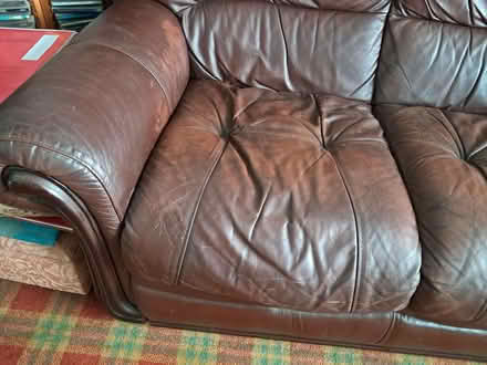 Photo of free Brown 3 Seater Real Leather Settee (DA1) #1