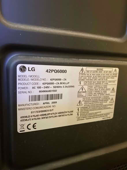 Photo of free 42" LG Plasma TV - Good Working Condition (ME9) #2