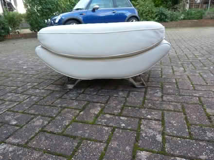 Photo of free White Leather Footstool (Chislehurst Road Petts Wood) #2