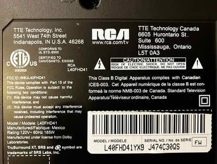 Photo of free RCA 40" Flat Screen TV (Takoma DC 20012) #4