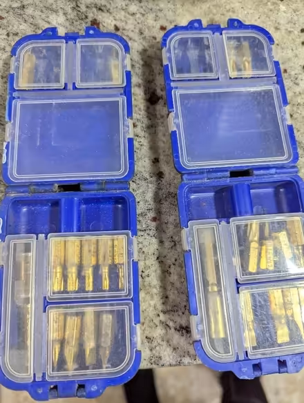 Photo of free Jewson drill bit set blue boxes bit battered (Grangeway area NN10) #1