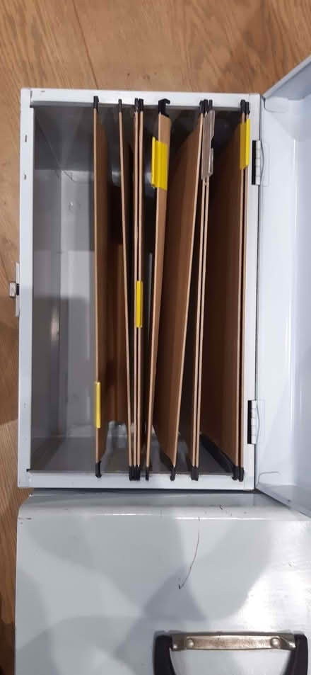 Photo of free 4 metal filing boxes with filing hangers (Overslade CV22) #1