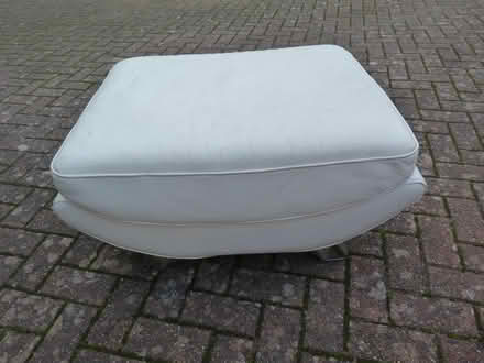 Photo of free White Leather Footstool (Chislehurst Road Petts Wood) #1