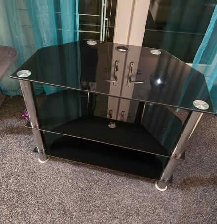 Photo of free Black glass tv stand (Birchfield B20) #2