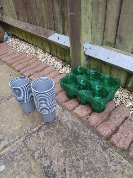 Photo of free 36 plastic flower pots and 6 trays (Woodley RG5) #1