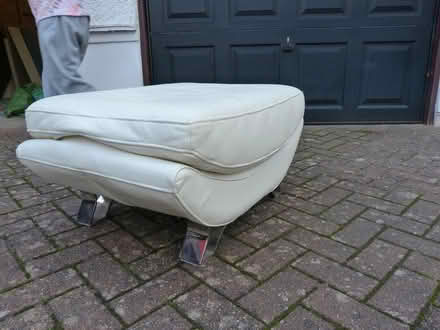 Photo of free White Leather Footstool (Chislehurst Road Petts Wood) #3