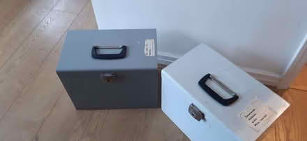 Photo of free 4 metal filing boxes with filing hangers (Overslade CV22) #2