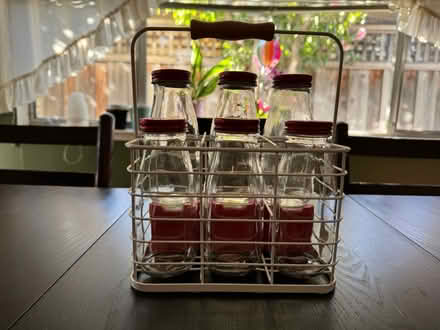 Photo of free 6 small glass bottles with carrier (San Jose near Union/Curtner) #1