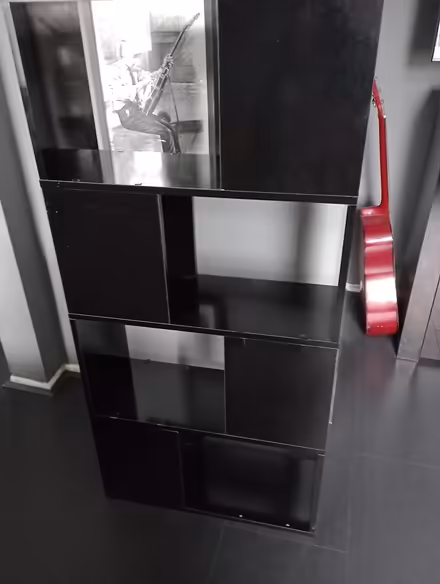Photo of free Black shelving unit (Knowsley) #4