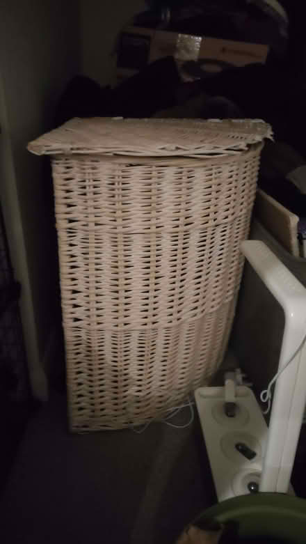 Photo of free Corner white rattan laundry basket (Chislehurst BR7) #1