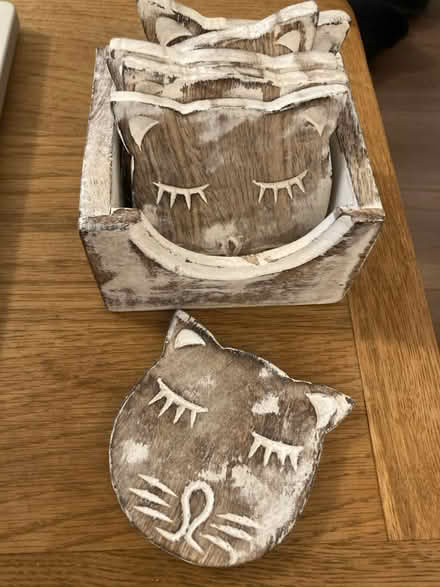 Photo of free 6 painted wooden cat coasters (Splott CF24) #2