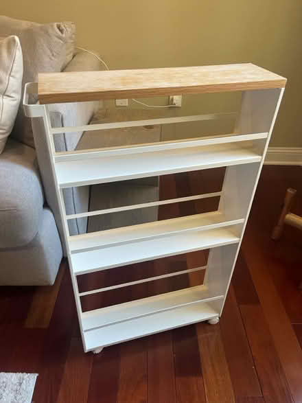 Photo of free West Elm Wood Top Rolling cart (Cambridgeport) #1