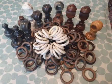 Photo of free Wooden curtain pole fittings (Kings Norton B38) #1