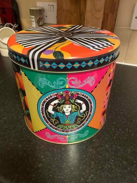 Photo of free Big colourful round tin with lid (L8) #1