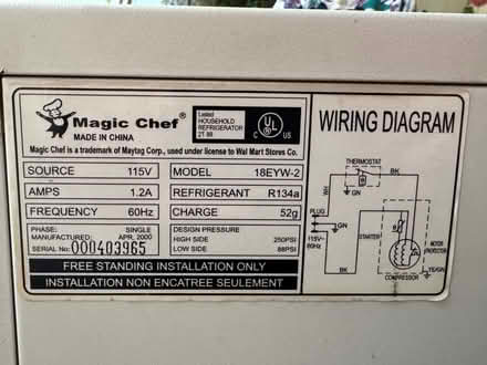 Photo of free Magic Chef Mini-Fridge (San Jose near Union/Curtner) #3