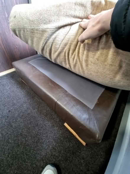 Photo of free Brown & Beige Leather Seat / Footrest / Puffe (Park Hill S2) #3